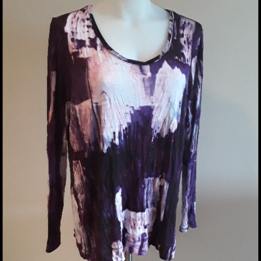FINAL PRICE Vera Wang, purples,pinks top, long sleeve, size extra large